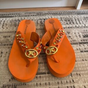 Jeffrey Campbell Rhinestone Sandals in Orange size 7